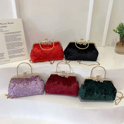 Elegant Velvet Evening Clutch in Wine Red for Fashionable Evenings