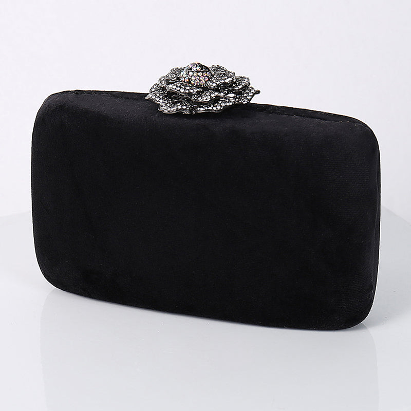 Evening Party Clutch Bag in Luxurious Yellow Velvet with 3D Flower