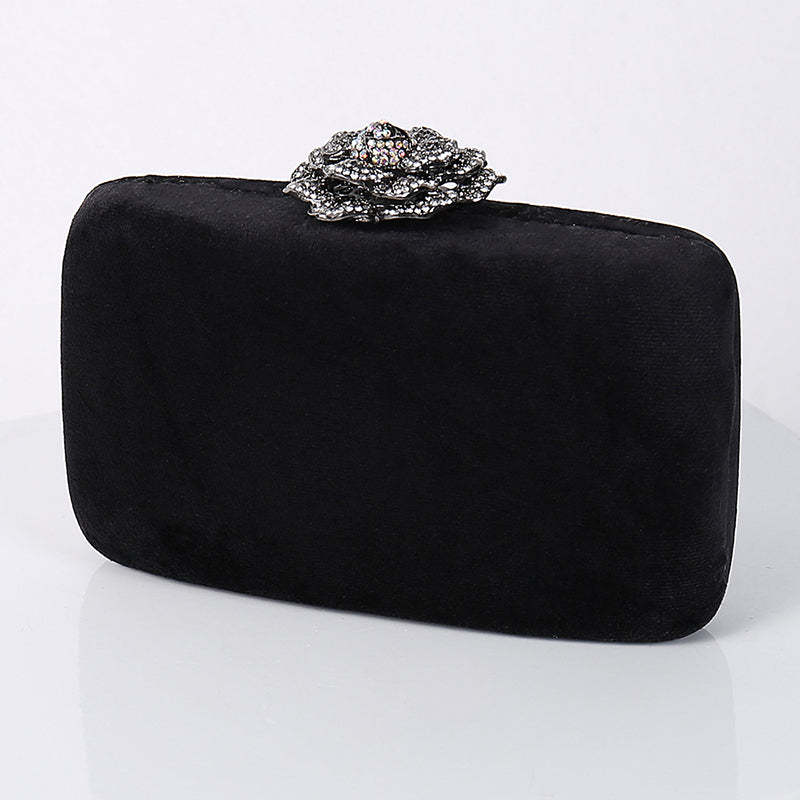 Evening Party Clutch Bag in Luxurious Yellow Velvet with 3D Flower