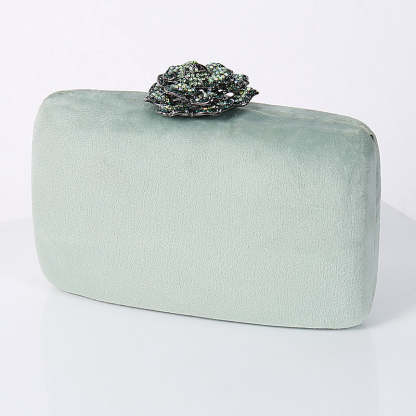 Evening Party Clutch Bag in Luxurious Yellow Velvet with 3D Flower