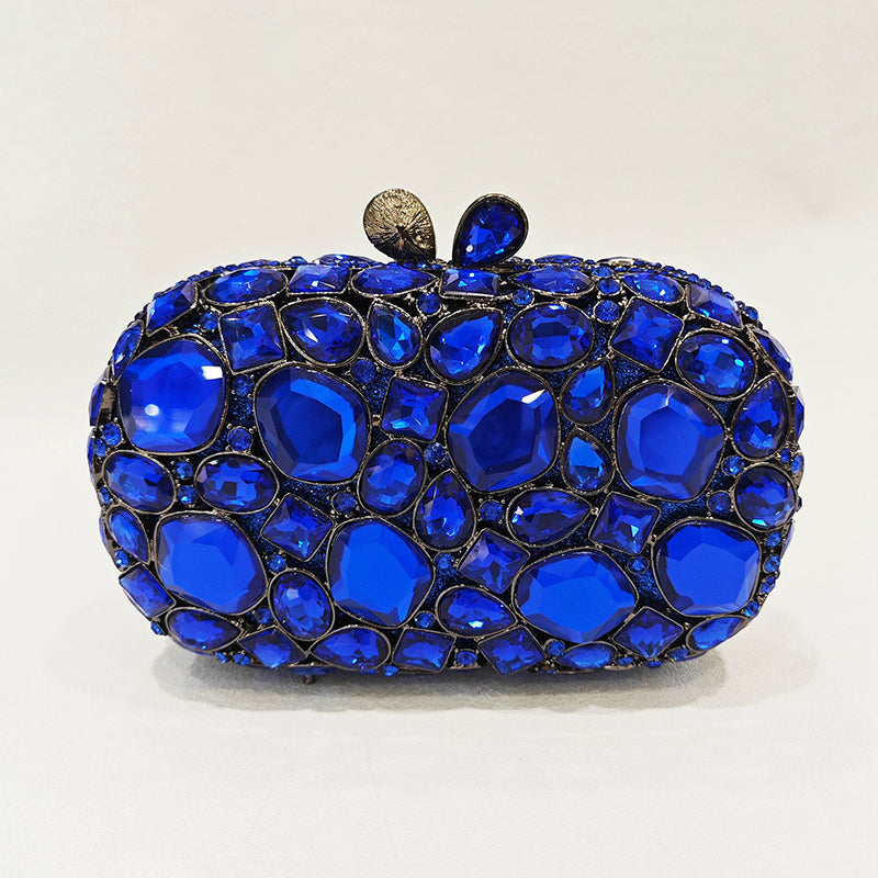 Retro-Inspired Square Evening Clutch with Elegant Irregular Glass Diamond Accents
