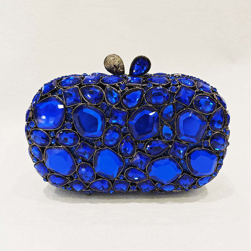 Retro-Inspired Square Evening Clutch with Elegant Irregular Glass Diamond Accents