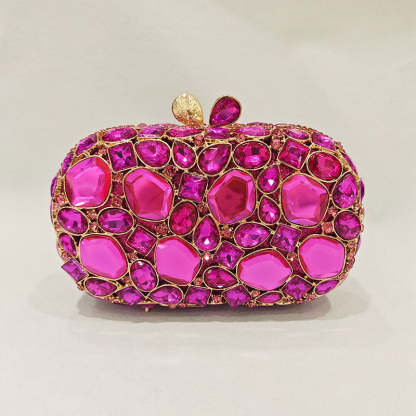 Retro-Inspired Square Evening Clutch with Elegant Irregular Glass Diamond Accents