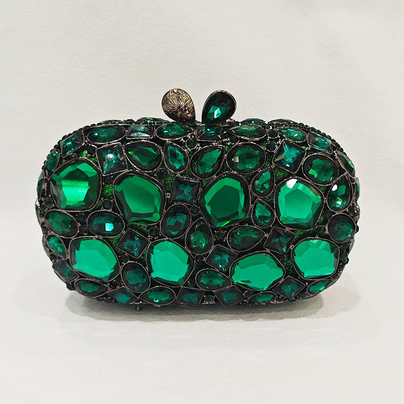 Retro-Inspired Square Evening Clutch with Elegant Irregular Glass Diamond Accents