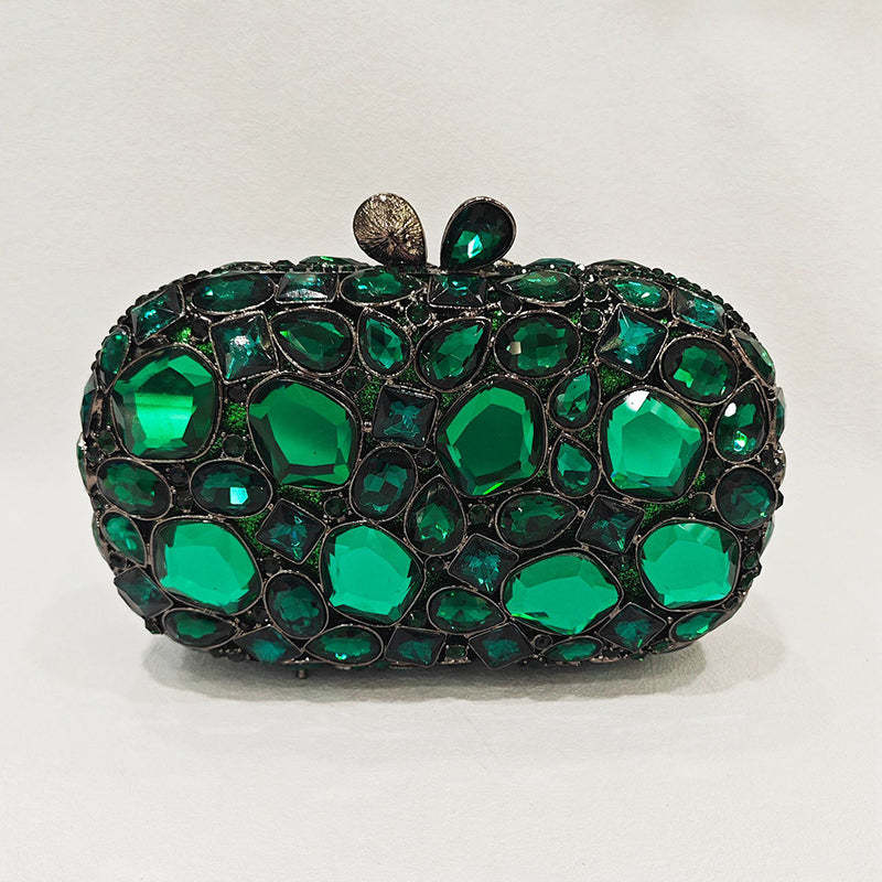 Retro-Inspired Square Evening Clutch with Elegant Irregular Glass Diamond Accents