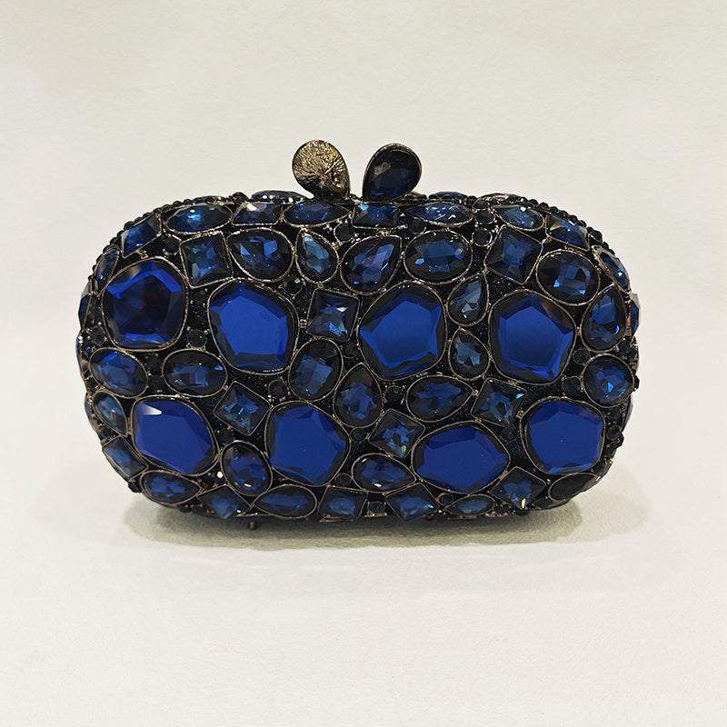 Retro-Inspired Square Evening Clutch with Elegant Irregular Glass Diamond Accents