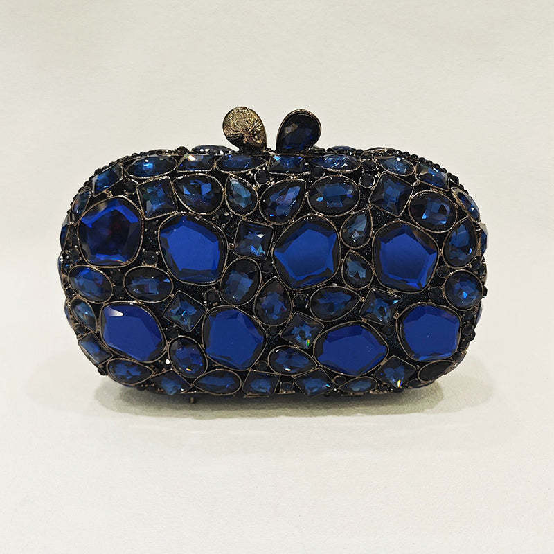 Retro-Inspired Square Evening Clutch with Elegant Irregular Glass Diamond Accents