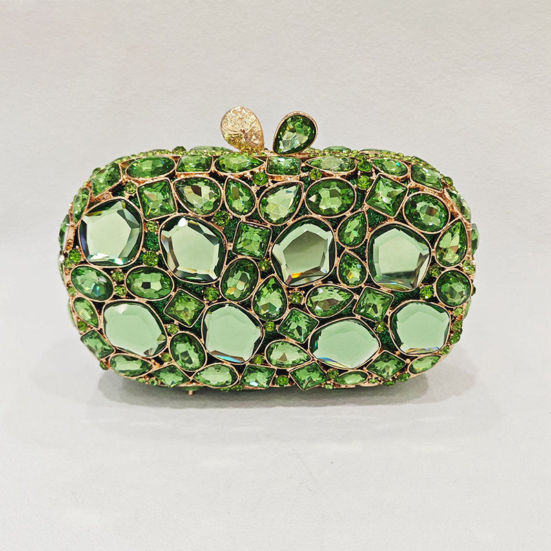 Retro-Inspired Square Evening Clutch with Elegant Irregular Glass Diamond Accents
