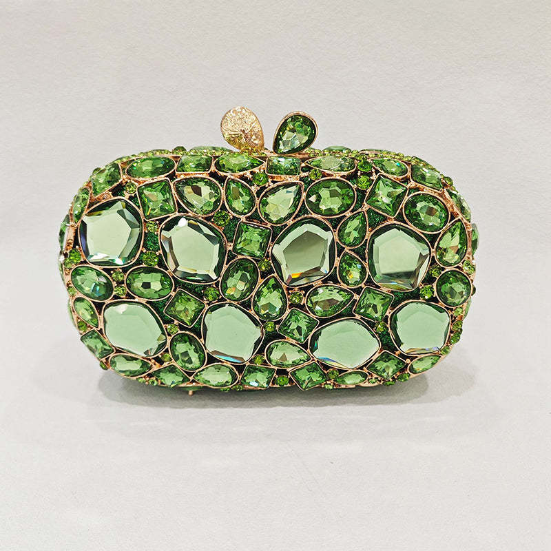 Retro-Inspired Square Evening Clutch with Elegant Irregular Glass Diamond Accents