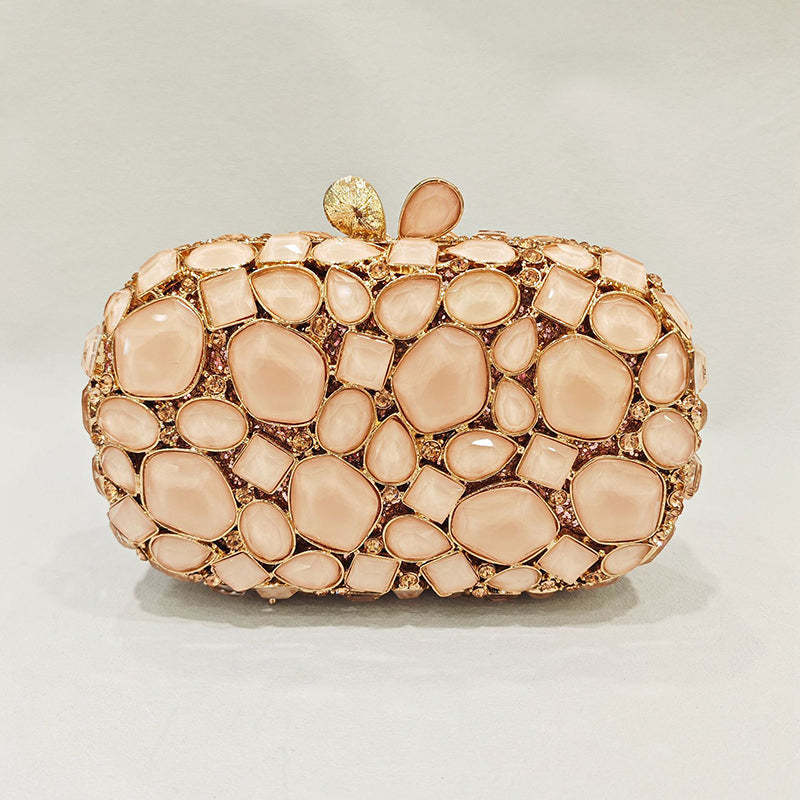 Retro-Inspired Square Evening Clutch with Elegant Irregular Glass Diamond Accents