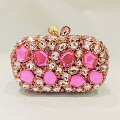 Retro-Inspired Square Evening Clutch with Elegant Irregular Glass Diamond Accents