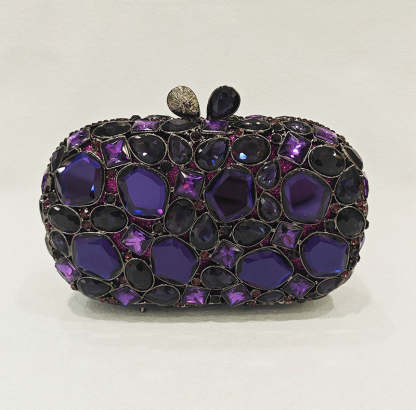 Retro-Inspired Square Evening Clutch with Elegant Irregular Glass Diamond Accents