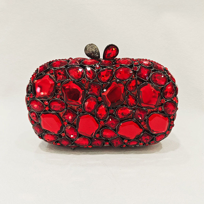 Retro-Inspired Square Evening Clutch with Elegant Irregular Glass Diamond Accents