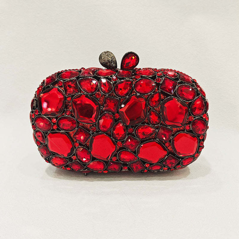 Retro-Inspired Square Evening Clutch with Elegant Irregular Glass Diamond Accents