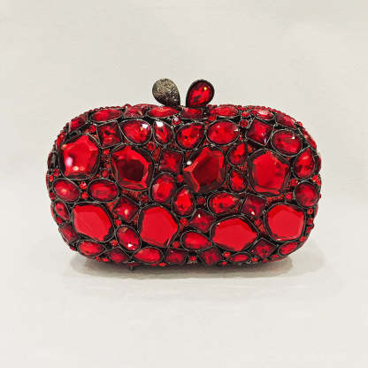 Retro-Inspired Square Evening Clutch with Elegant Irregular Glass Diamond Accents