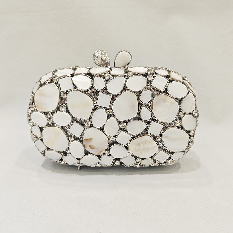 Retro-Inspired Square Evening Clutch with Elegant Irregular Glass Diamond Accents