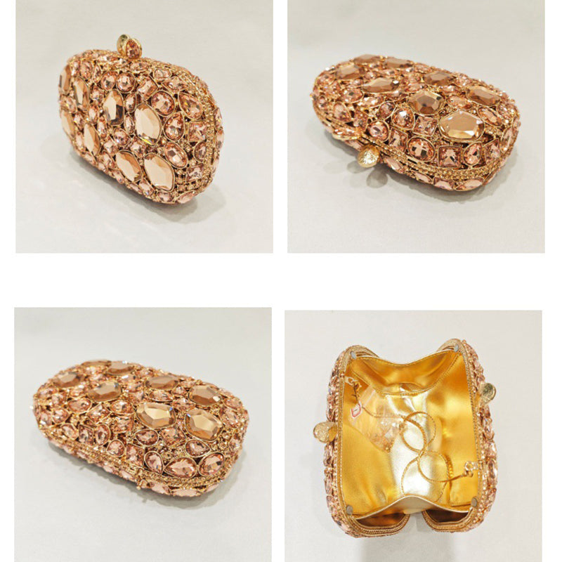 Retro-Inspired Square Evening Clutch with Elegant Irregular Glass Diamond Accents