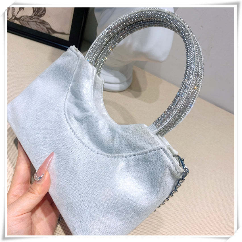 Elegant Silver Crystal Clutch Bag with Bowknot for Weddings and Parties