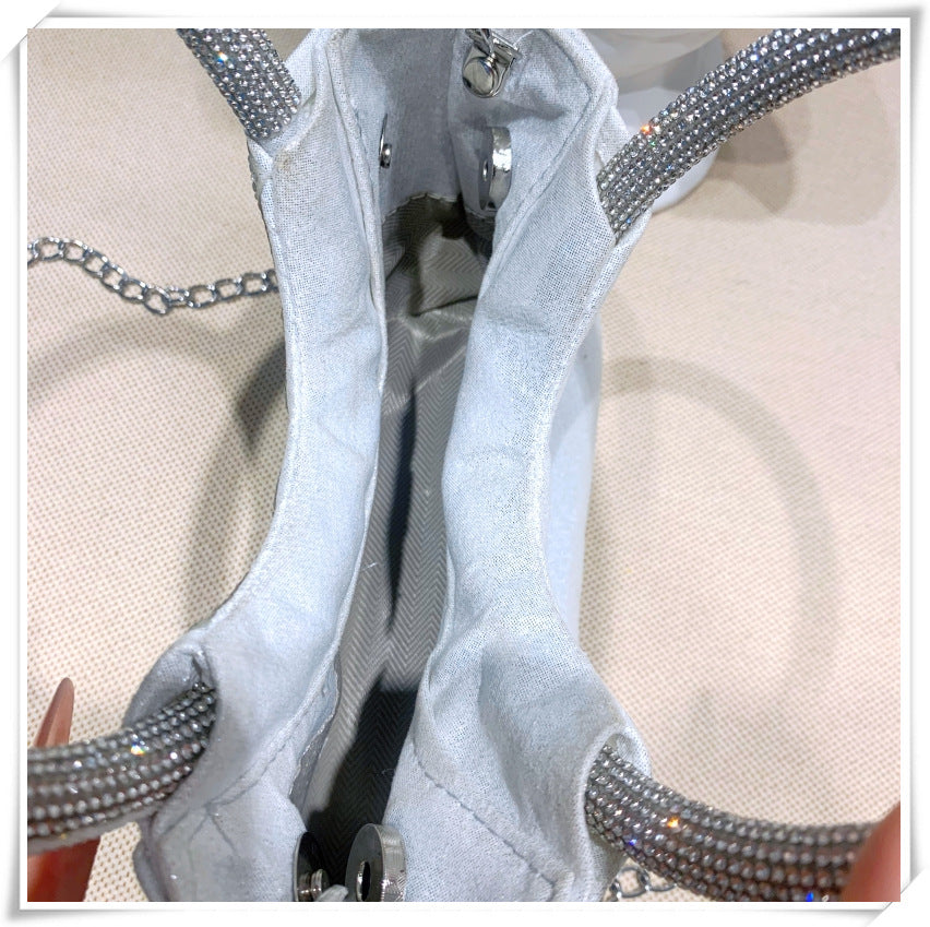 Elegant Silver Crystal Clutch Bag with Bowknot for Weddings and Parties