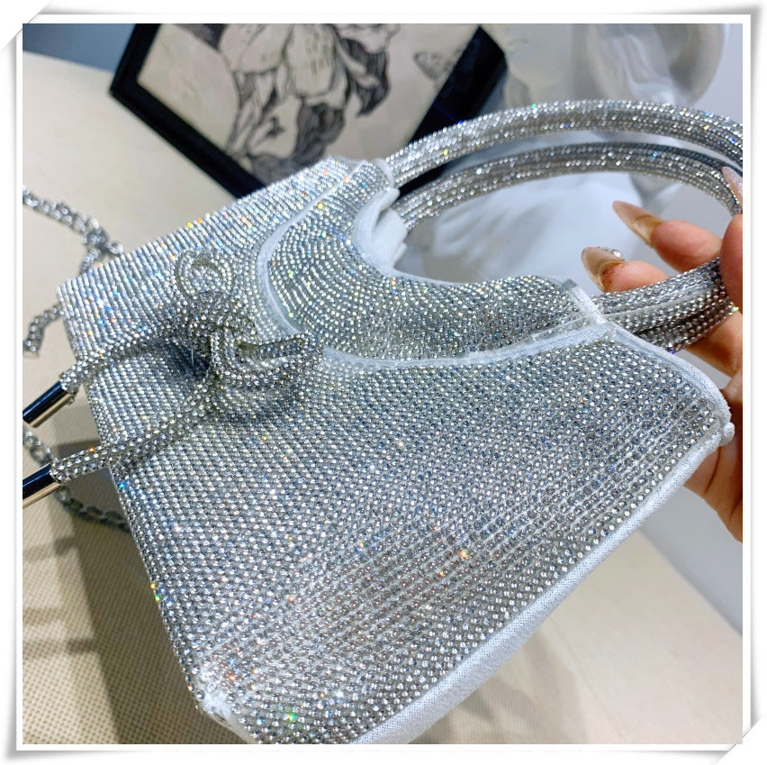 Elegant Silver Crystal Clutch Bag with Bowknot for Weddings and Parties