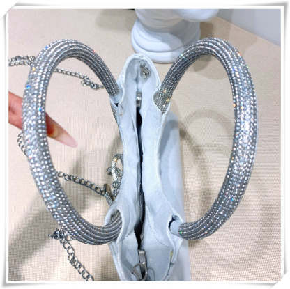 Elegant Silver Crystal Clutch Bag with Bowknot for Weddings and Parties