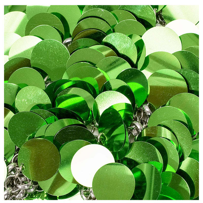 High-End Evening Clutch Bag with Green Retro Sparkling Sequined Chain