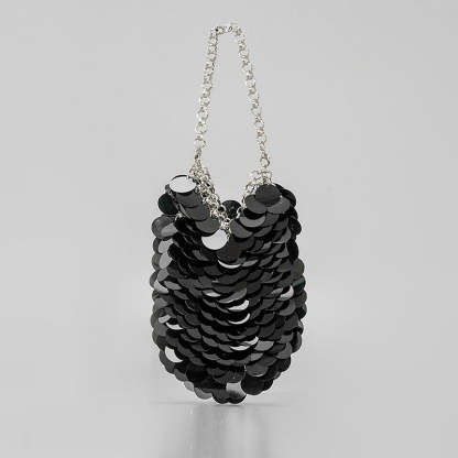 High-End Evening Clutch Bag with Green Retro Sparkling Sequined Chain