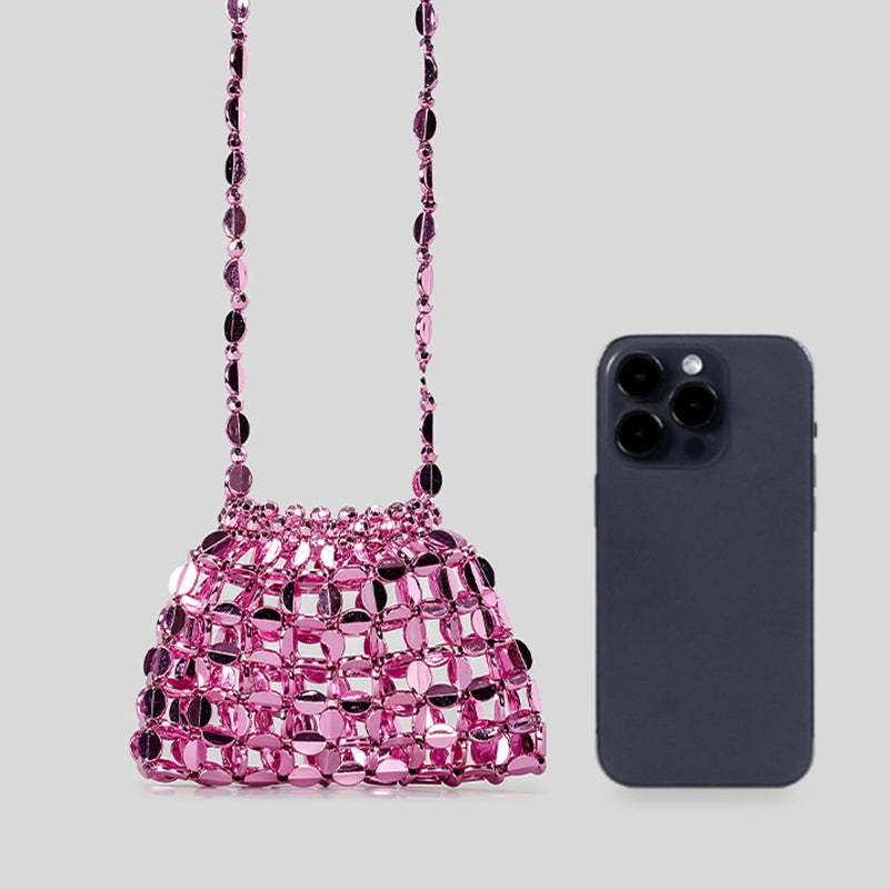 Elegant Evening Clutch Bag with Chic Acrylic Sequins and Beaded Weave Chain