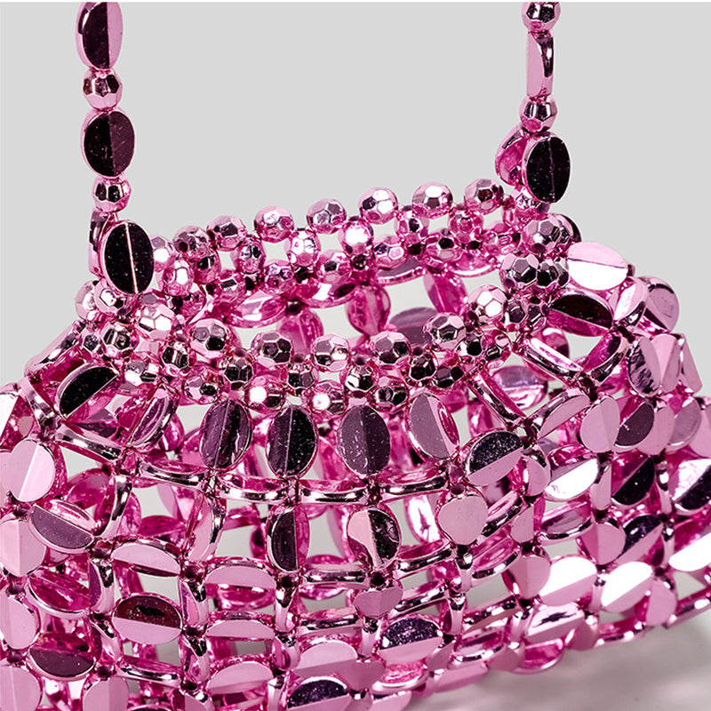 Elegant Evening Clutch Bag with Chic Acrylic Sequins and Beaded Weave Chain