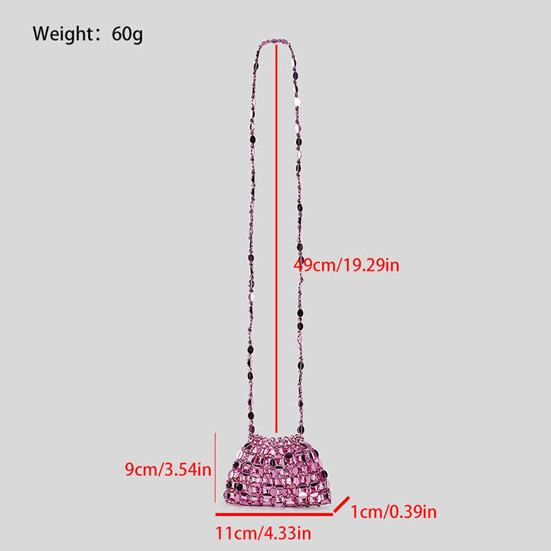 Elegant Evening Clutch Bag with Chic Acrylic Sequins and Beaded Weave Chain