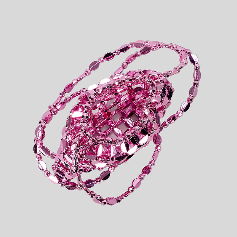 Elegant Evening Clutch Bag with Chic Acrylic Sequins and Beaded Weave Chain