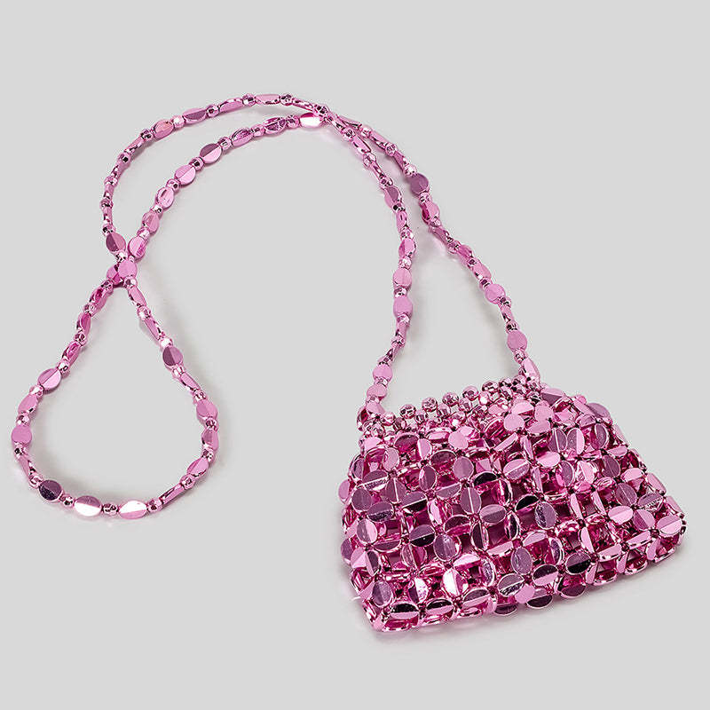 Elegant Evening Clutch Bag with Chic Acrylic Sequins and Beaded Weave Chain