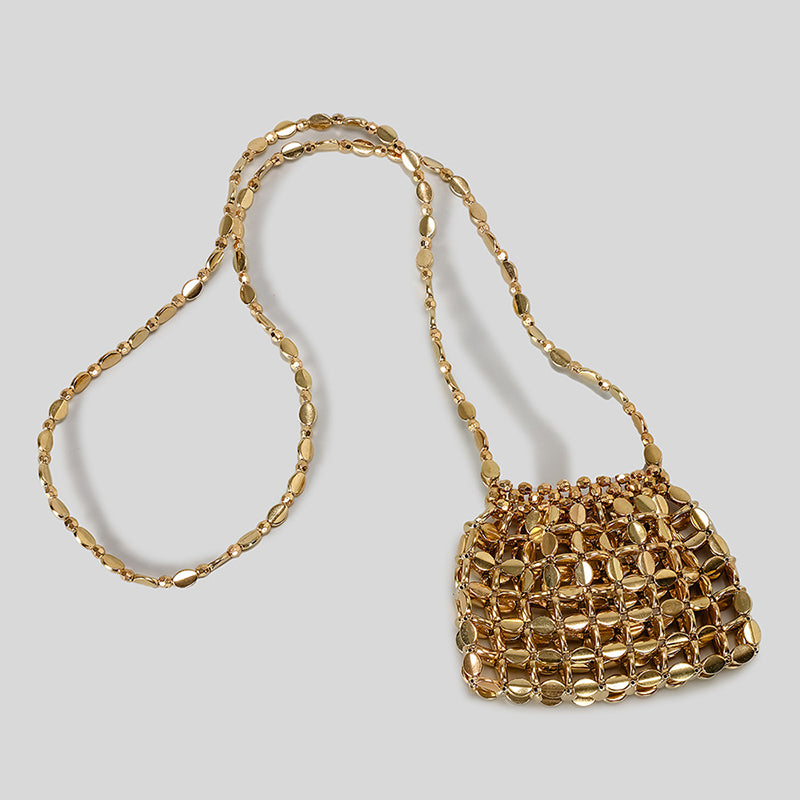 Elegant Evening Clutch Bag with Chic Acrylic Sequins and Beaded Weave Chain