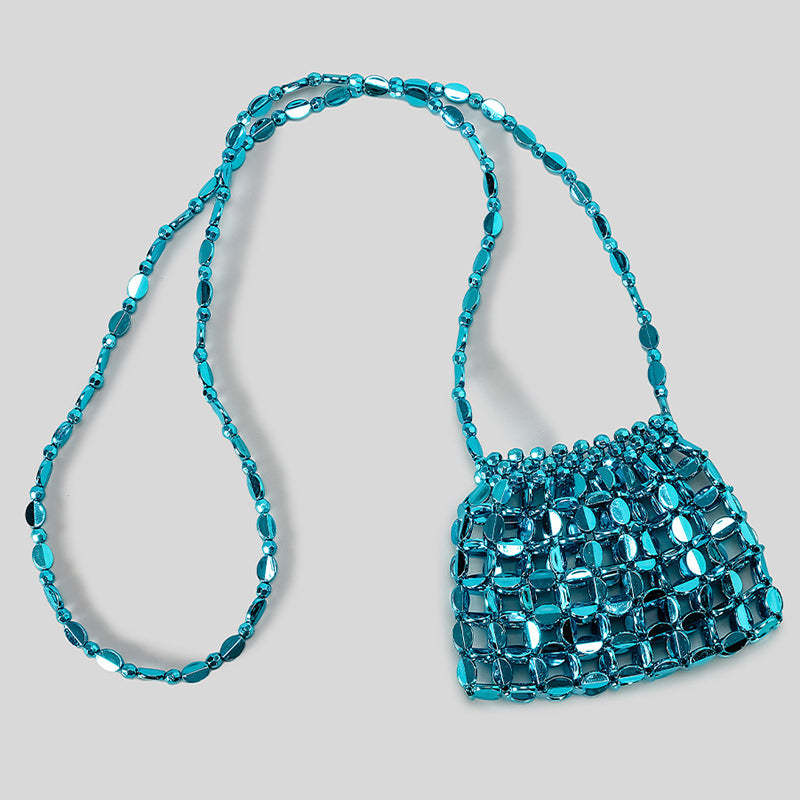 Elegant Evening Clutch Bag with Chic Acrylic Sequins and Beaded Weave Chain