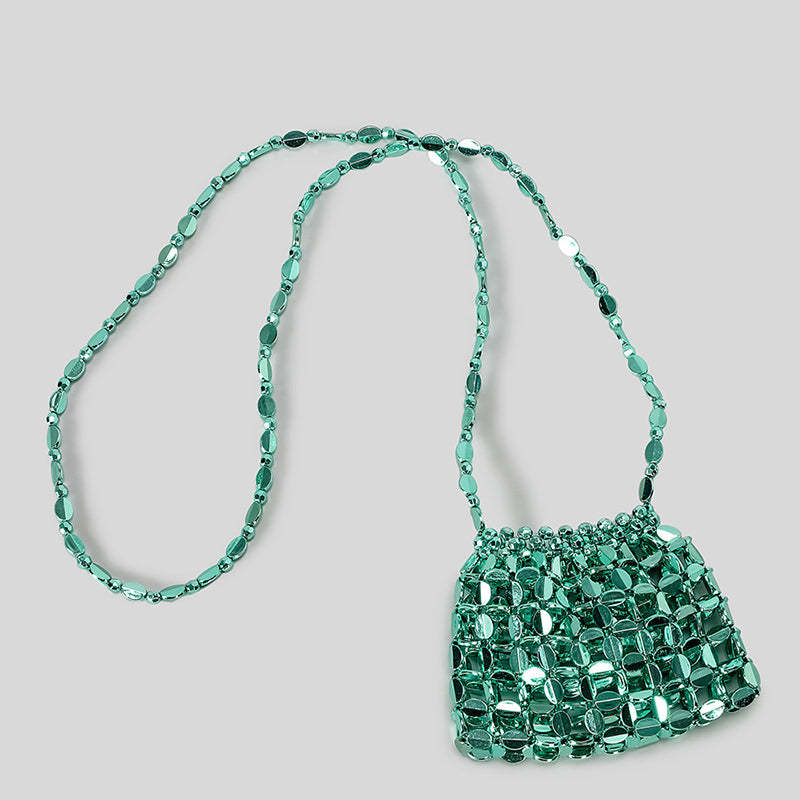 Elegant Evening Clutch Bag with Chic Acrylic Sequins and Beaded Weave Chain