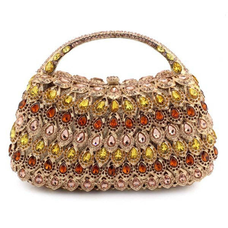 Elegant Square Evening HandBag with Rhinestone for Luxurious Retro Weddings