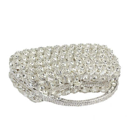 Elegant Square Evening HandBag with Rhinestone for Luxurious Retro Weddings