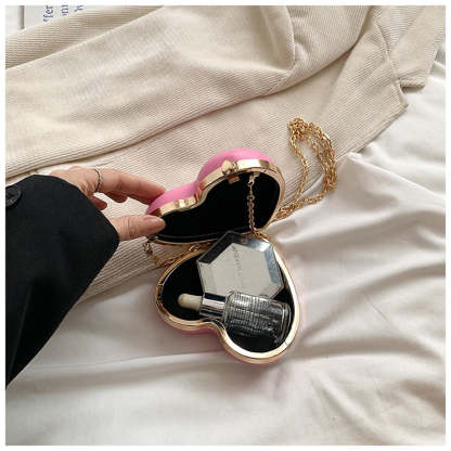 Elegant Minimalist PU Heart Chain Clutch for Weddings and Parties
