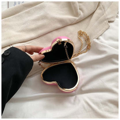 Elegant Minimalist PU Heart Chain Clutch for Weddings and Parties