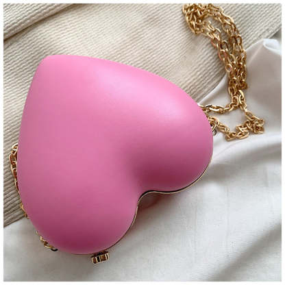Elegant Minimalist PU Heart Chain Clutch for Weddings and Parties