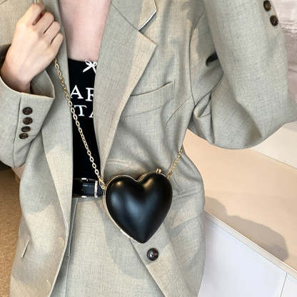Elegant Minimalist PU Heart Chain Clutch for Weddings and Parties