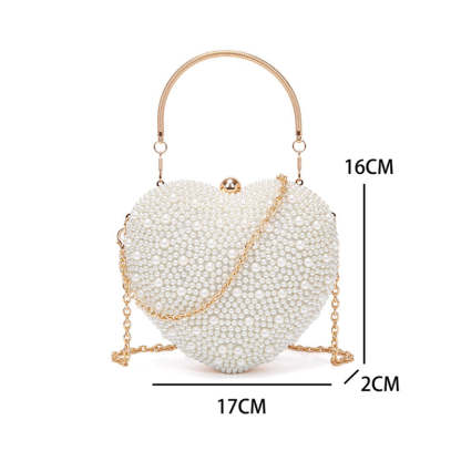 Elegant PU Minimalist Heart-Shaped Clutch with Pearls for Weddings and Parties