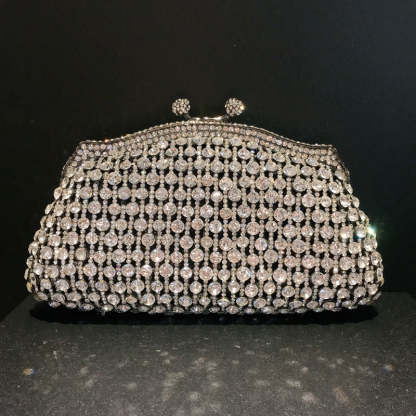 Retro Evening Party Clutch Bag in Metal with Skeleton Design and Irregular Rhinestones