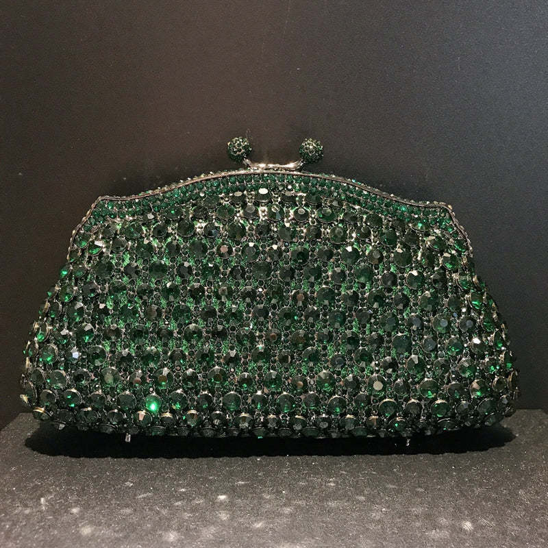 Retro Evening Party Clutch Bag in Metal with Skeleton Design and Irregular Rhinestones