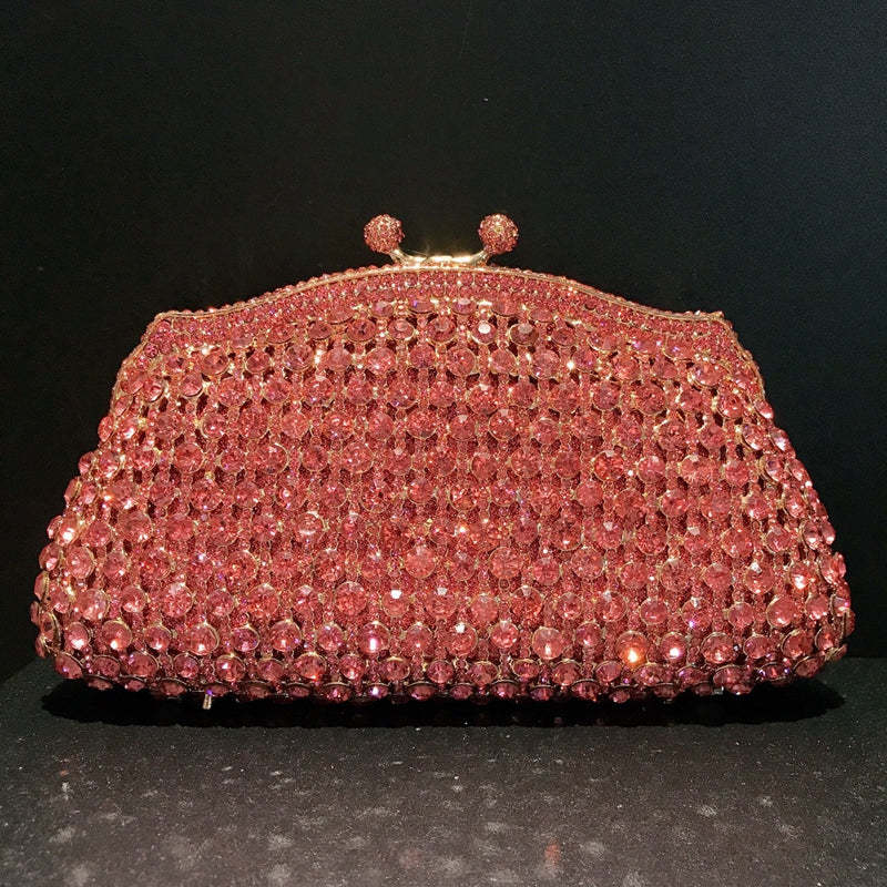 Retro Evening Party Clutch Bag in Metal with Skeleton Design and Irregular Rhinestones