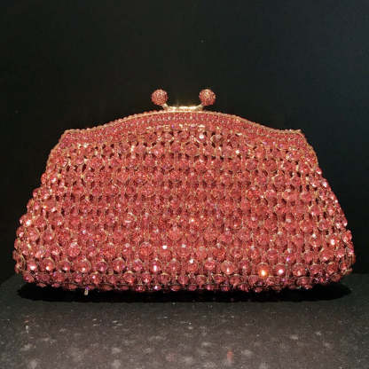 Retro Evening Party Clutch Bag in Metal with Skeleton Design and Irregular Rhinestones