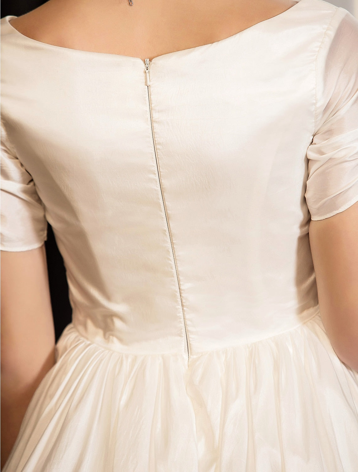 V-Neck Tea-Length Lace Ball Gown for Weddings