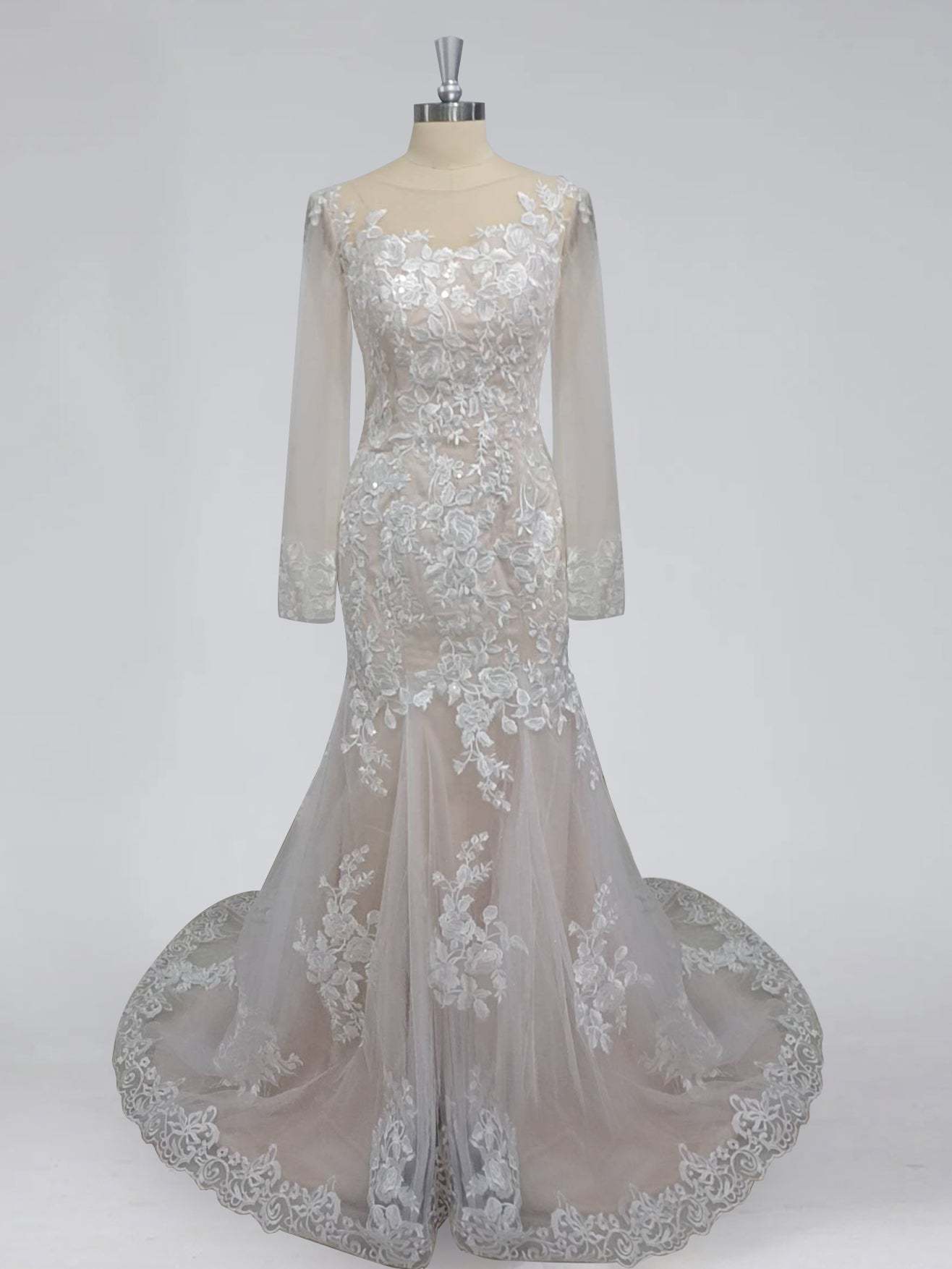 Mermaid/Trumpet V-Neck Lace Gown for Weddings