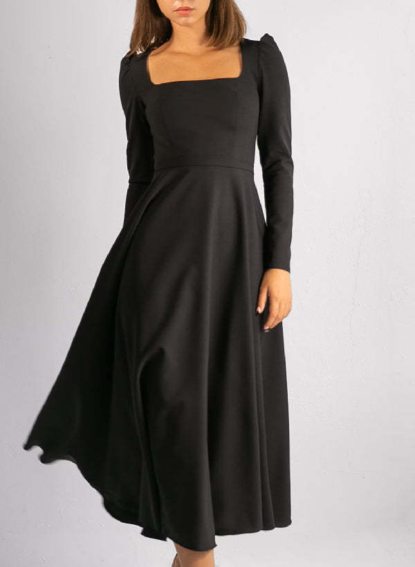 Square Princess A-Line Tea-Length Bridal Gown