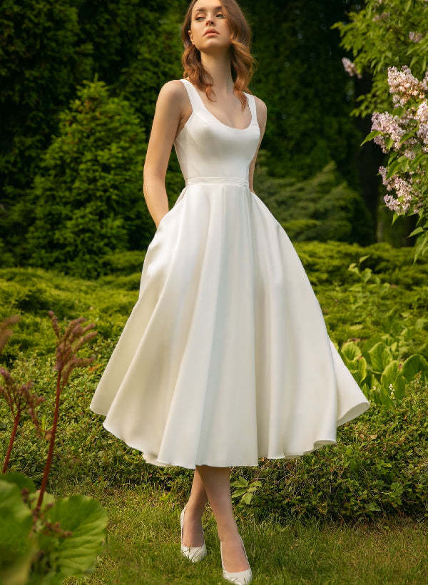 Princess Scoop A-Line Tea-Length Bridal Gown